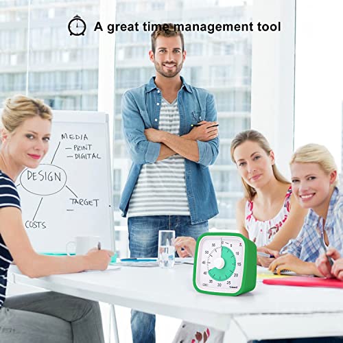 Yunbaoit Visual Timer, Silent 60-min Countdown Timer for Kids, Green Green | Protective Case, Time Management Tool, Mute and Ringing Alarm Available, Low Power Reminder, for Study,Game,Work,Fitness etc - color: Dark Green