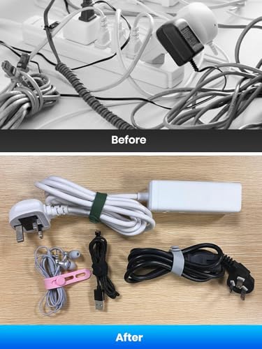 Silicone Cable Organizer, Reusable Cord Organizer Management Ties with Thickened and Widened High Elasticity Eco-Friendly Materials for Multiple Cable Management - color: 10pcs-black