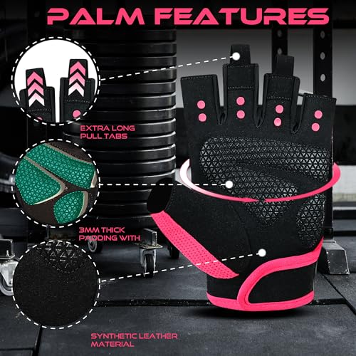 BEAST RAGE Workout Gloves for Men & Women - Fingerless Gym Gloves with Palm Protection, Breathable & Lightweight for Weightlifting, Cycling & Pull Up - color: Magenta, size: Medium