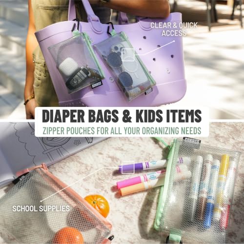 GOBAGS Air Production Multi‑Size Clear Zipper Pouch (4‑Pack) – Cable Organizer & Travel Gear Bag for Electronics, Camera Accessories, Tool Pouch & Small Tech Storage (Mint Green) - color: Mint Green, size: Multi