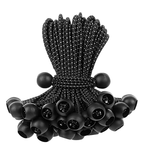 Bungee Cords with Balls 50 PCS- Ball Bungee Cords 4 Inch Heavy Duty Elastic Cord Ball Bungee Canopy Tie Downs Tarp Bungee with Balls for Camping, Shelter,Cargo,Tent Poles UV Resistant - size: 4 Inch