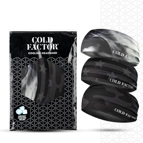COLD FACTOR Cooling Headband for Women and Men – UPF 50+ Advanced Evaporative Comfort, Instant Cooling Sweatband for Outdoor Sports, Fitness, Yoga, Hiking, Running, and Workout - color: Americana