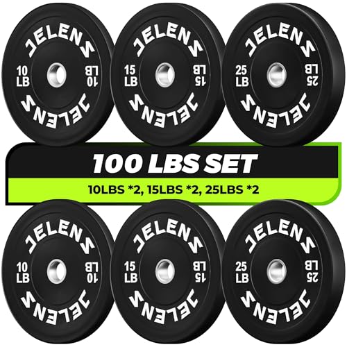 JELENS 7FT Bar Olympic Barbell, 1000lb Capacity Weight Bar for Strength Training, 2 Inch Strength Training Bar With Knurled Grip for Squats, Deadlifts, Presses, Rows, Curls - size: 7FT Olympic Barbell with 100 LB Black Plates