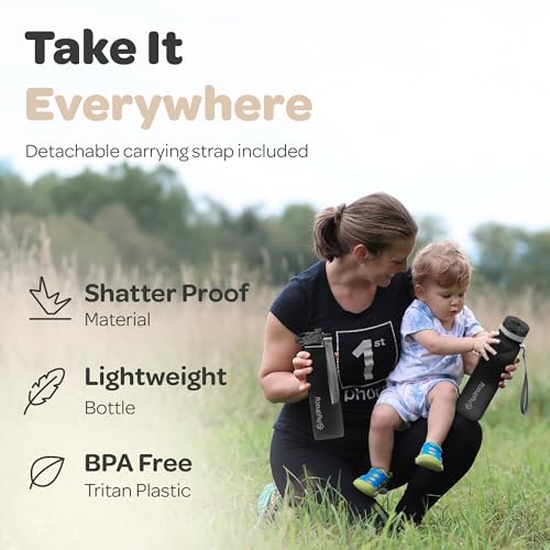 Hydracy Motivational Water Bottle with Time Marker & Fruit Infuser 17 oz | BPA-Free Tritan, Leakproof Flip-Top Lid,No-Sweat Sleeve,Carry Strap,Daily Intake Tracking for Gym,Sports,Outdoors - color: Space Grey, size: 17 Ounces