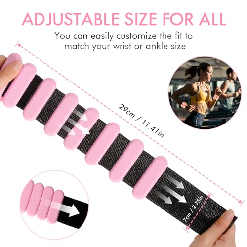 Wrist Ankle Weights for Women, Adjustable Ankle Weights Strength Training Silicone Bracelets Workout Wrist Ankle Weights for Men Women Yoga Running Dance Ankle Arm Leg Weights (2lb) - color: Pink