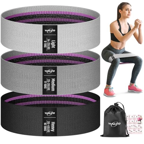 WALITO Resistance Bands for Working Out, Fabric Exercise Bands for Legs and Butt, Workout Bands for Women and Men, Booty Band for Yoga Starter Set, Pilates, Rehab, Fitness and Home Workout - color: 2.Cream,Grey,Black