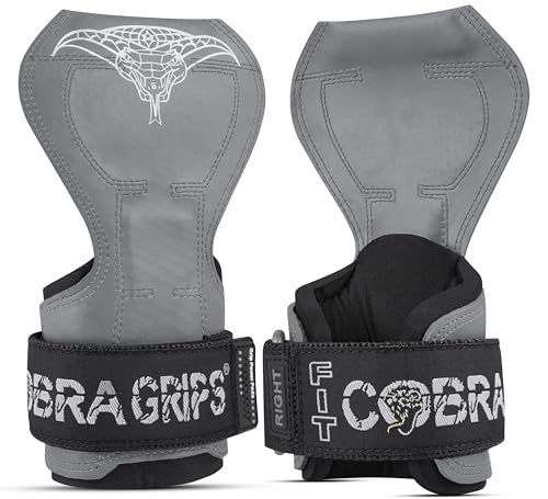 Cobra Grips Weight Lifting Gloves with Adjustable Neoprene Padded Wrist Wraps - Heavy Duty Alternative to Power Lifting Hooks for Deadlifts - color: FIT Gray Rubber, size: 4.25 - 7.0"