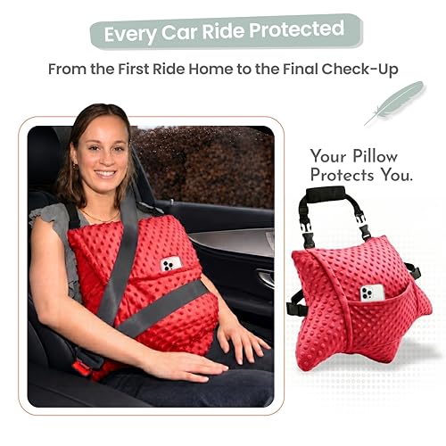 MOYOAMA Hysterectomy Pillow Post Surgery – Form-Fit Support Shield with Secure Straps, 2 Pockets, & Cozy Muff – After Hysterectomy Recovery Must-Haves, Post-Op C-Section Pillow Post Surgery Gifts - color: Bloom Red