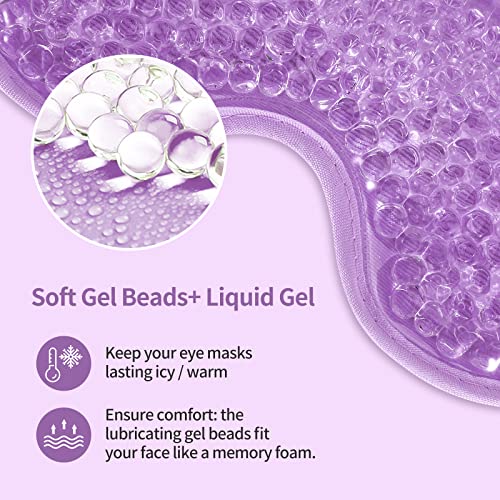 2PCS Gel Eye Mask Reusable Cold Therapy Gel Bead Eye Mask for Puffiness/Dark Circles/Eye Bags/Dry Eyes/Headaches/Migraines/Stress Relief, Cooling Compress (Purple) - color: Purple