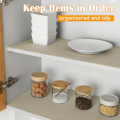 Songrey Non-Adhesive Drawer and Shelf Liner, Non Slip Cabinet Liners, Protect Kitchen Cupboard, Bathroom Drawers, Breathable, Thick Strong Grip mat (17.5IN x 10FT, Beige) - color: Beige, size: 17.5"W x 120"L