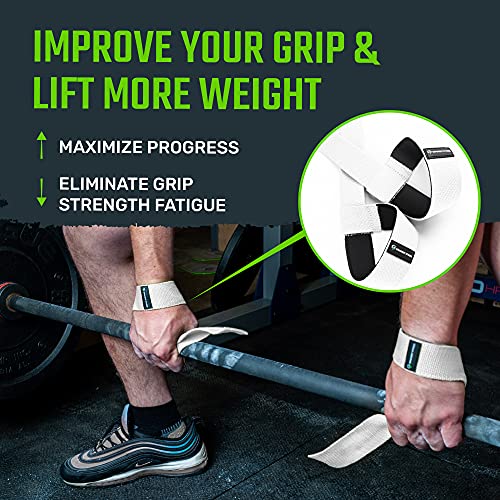 Gradient Fitness Lifting Straps | Wrist Straps for Weightlifting, Deadlift Straps, Lifting Straps for Weightlifting, Straps for Weight Lifting, Weight Lifting Straps for Men/Women, Gym Lifting Grips - color: White