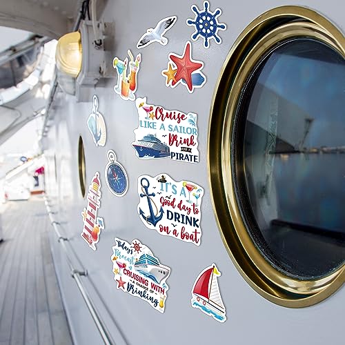 Kanayu 12 Pieces Cruise Door Magnets Decorations, Sea Navigation Ship Car Refrigerator Magnets Stickers Anchor Cruise Cabin Door Fridge Magnetic Decorations for Cabin Carnival Party(Stylish Style) - style: Stylish Style