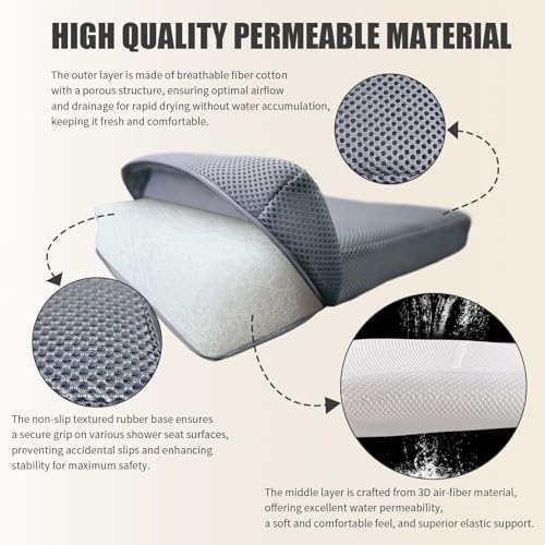 Shower Cushion, 2-Pack Bath Seat Cushions, Quick Drying and Easy to Clean, Made of Comfortable 4D Air Fiber Material, Portable and Removable, Suitable for Shower Chairs, Bathtubs and Pools - size: Deep Gray