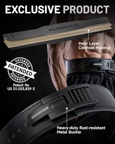 MANUEKLEAR Tapered Lever Weight Lifting Belt, 10MM Quick Locking Lever Belt Weightlifting Men, Lifting Belt Lever for Powerlifting & Deadlifts - color: Enigmatic Black, size: S (24-30inches)