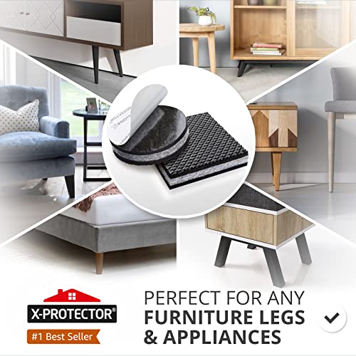Non Slip Furniture Pads X-PROTECTOR - 16 pcs 2" - Premium Furniture Gripper | Premium Furniture Grippers! Rubber Feet Hardwood Floor Protectors for Furniture Legs - Couch Stoppers - size: 16 Round & Square 2"