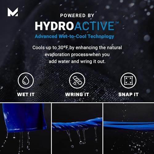 MISSION Cooling Hoodie Towel, Evaporative Cool Technology, Cools Instantly When Wet, UPF 50 Sun Protection, Contours Your Head to Stay in Place, Great for Sports, Fitness, Gym - color: Mission Blue