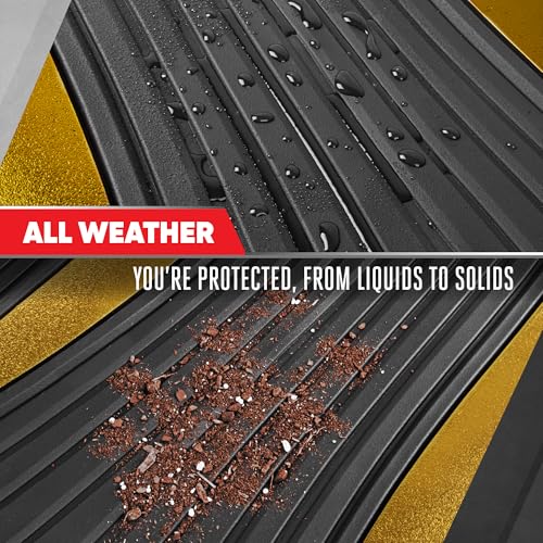 Motor Trend ChromeTech Car Floor Mats Full Set - Durable Rubber Floor Mats for Cars with Two Tone Accent, All Weather Interior Protection for Front and Rear with Non-Slip Backing, Black/Gold - color: Black & Gold