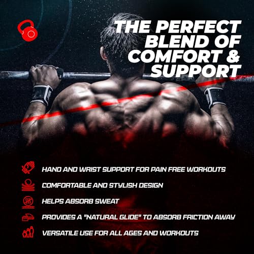 JerkFit WODies Gymnastics & Weightlifting Grips with Wrist Wraps – 3 Hole Versatile Gym Gloves for Pull Ups, Gym Training & Cross Training – Hand Grips Palm Protector for Men & Women - color: Red, size: Large 4”- 4.75”