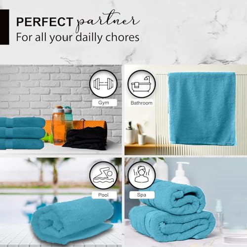KAHAF COLLECTION 100% Cotton Bath Towels, 24x48 Pack of 6 Towels, Quick Dry, Highly Absorbent, Soft Feel Towel, Gym, Spa, Bathroom, Shower, Pool, Luxury Soft Towels (Aqua, 24x48-6 Pack) - color: Aqua, size: 24x48 - 6 Pack