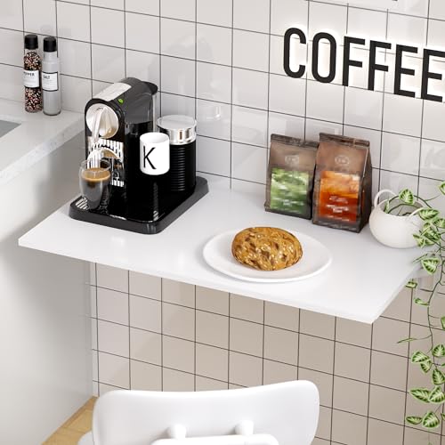 Need Small Fold Down Table Wall Mounted Heavy Duty Small Folding Wall Table Length 30 inches Width 20 inches Perfect Addition to Laundry Room/Home Bar/Kitchen & Dining Room AC15DW(7650) - color: White Desktop & White Folding Shelf Brackets, size: L30" * W