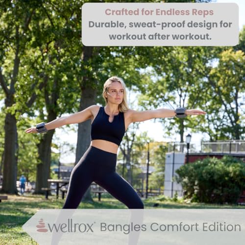 Wellrox Weighted Bangles – Adjustable Ankle and Wrist Weights for Women & Men – Set of Ankle Weights 2 lbs (1 lb Each Wrist Weight) | Weighted Arm Bands for Pilates, Yoga, Running & Walking - color: Slate Grey