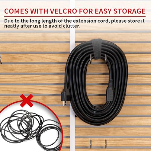 16/3 10A 125V 1250W 100 Ft Outdoor Extension Cord Waterproof, Weatherproof & Flame Retardant Black 3 Prong Power Cord Outside for Lawn & Garden, SJTW ETL Listed