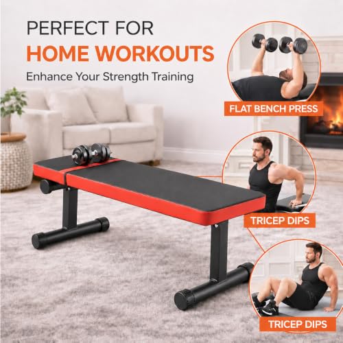 2 IN 1 Flat Weight Bench Foldable Workout Bench 618LB Capacity for Home Gym Bench Press Dumbbell Strength Training