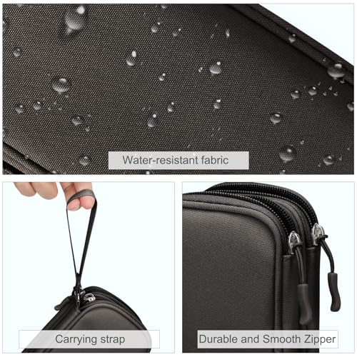FYY Electronic Organizer, Travel Tech Pouch Bag, Cable Organizer Coffee | Wrist Strap, Waterproof, Double Layers Portable Electronics Travel Carrying Case for Cord, Charger, Daily Business Trips Use - color: Coffee, size: Small