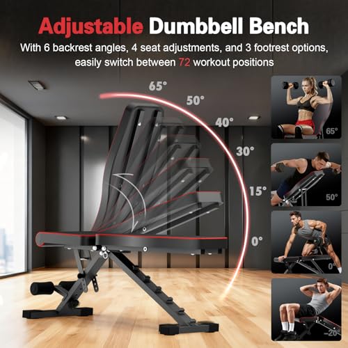 ALSO GO Adjustable Weight Bench, Workout Benches with Leg Extension, Foldable Incline Decline Bench Press, Roman Chair, Full Body Strength Training Equipment for Home Gym - color: Sport Black