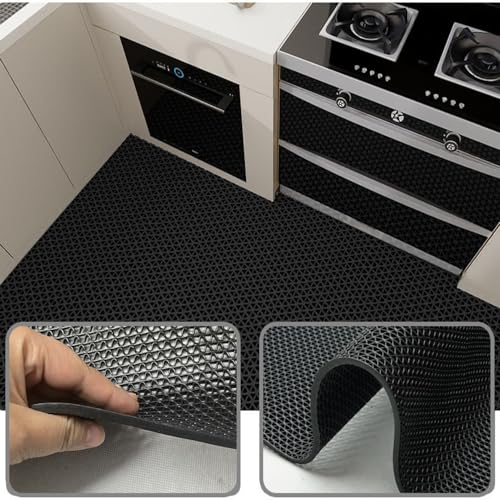 PVC Drainage Floor Mat Non-Slip Commercial Wet Area Mat for Outdoor and Indoor Restaurant Kitchen Bar Swimming Pool Splash Matting Water Drain Flooring Mat (Black, 3FTX10FT) - size: 3FTX10FT