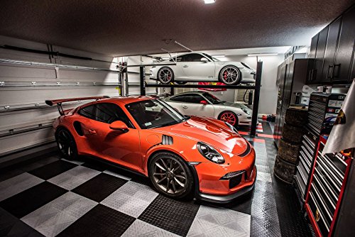 Big Floors RaceDeck Garage Floor Tiles, Interlocking Garage Flooring, Diamond Plate Pattern Heavy-Duty Copolymer Modular Tile (White, 24 Pack of 12 x 12" Tiles, 24 Sq Ft) - color: White, size: 24 Pack
