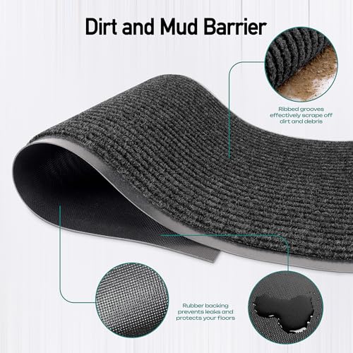 MaxMat® Commercial Floor Mat - Heavy Duty, Large Sizes, Indoor/Outdoor, Waterproof, Low-Profile, Easy to Clean Doormat (6 x 2 Feet, Black, MXM-RIB0026BK) - color: Black, size: 2 x 6 feet