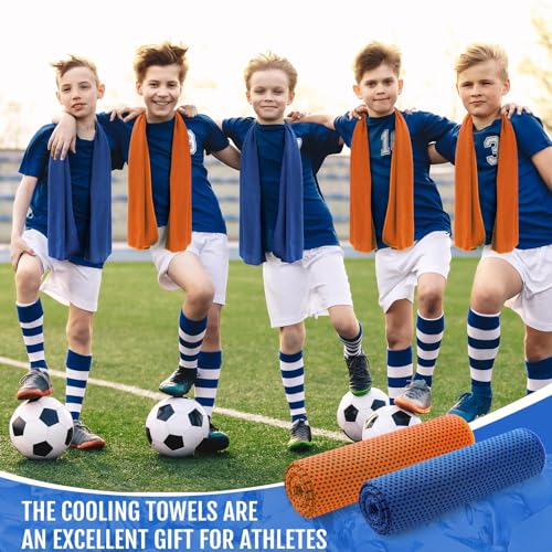 Hosuly 30 Pack Cooling Towels, 40"x12" Ice Breathable Soft Chilly Sweat Rag Microfiber Workout Rags for Gym Cooling Towels for Neck and Face for Yoga Golf Sport Running - color: Dark Blue, Orange