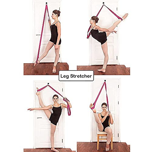tchrules Door Leg Stretcher, Door Flexibility & Stretching Leg Strap - Great for Ballet Cheer Dance Gymnastics or Any Sport Leg Stretcher Door Flexibility Trainer Premium Stretching Equipment - color: Rose Red