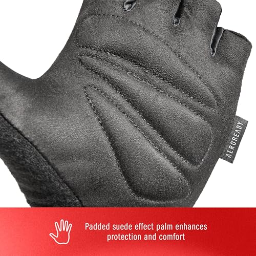 adidas Essential Training & Weightlifting Gloves, Fingerless Workout Gloves - color: Red, size: Small