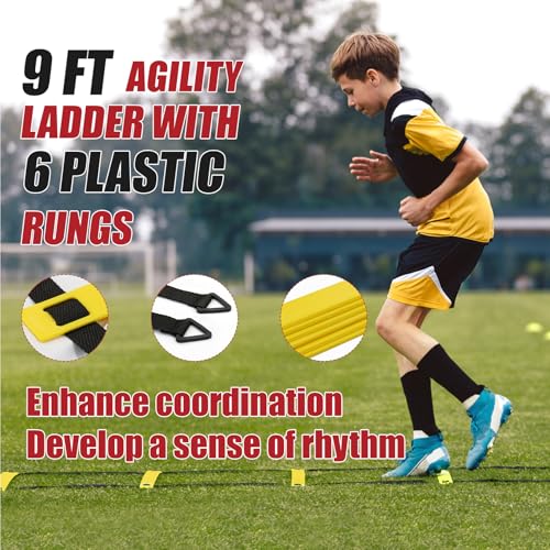 BaseGoal Soccer Goal,Soccer Net,Soccer Goals for Backyard,with Bow Frame,Collapsible Metal Base and Agility Ladder - style: 6X4 FT