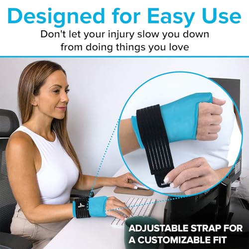 Arctic Flex Wrist & Thumb Ice Pack Wrap - Extra Strength Hot & Cold Therapy | Reusable Hand Freeze Sleeve - for Arthritis, Carpal Tunnel, Surgery, & Pain Relief (Fits Left & Right) - color: Blue, size: Small