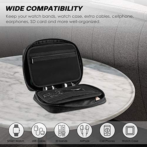 Fintie Watch Band Storage Bag Organizer, Travel Replacement Wrist Straps Carrying Case Pouch for Smartwatch Bands, Pin, Cable, Cases Accessories, Black
