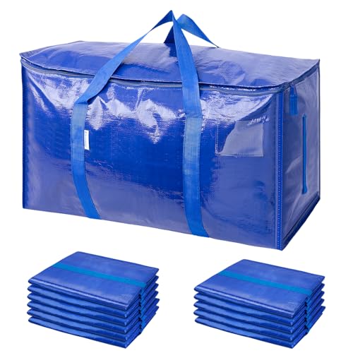 TICONN 12 Pack Extra Large Moving Bags with Zippers & Carrying Handles, Heavy-Duty Storage Tote Moving Boxes for Space Saving (12 PK, 30 Gallon) - color: Blue-30 Gallon, size: 12 Pack