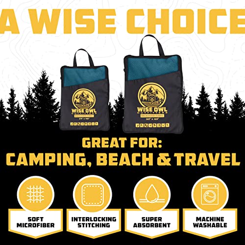 Wise Owl Outfitters Microfiber Camping Towel - Quick Dry Towel for Travel, Backpacking, Hiking, Beach, Gym & Yoga - Compact, Fast Drying & Lightweight - color: Marine Blue, size: X-Large (30x60) + Washcloth (12x24)