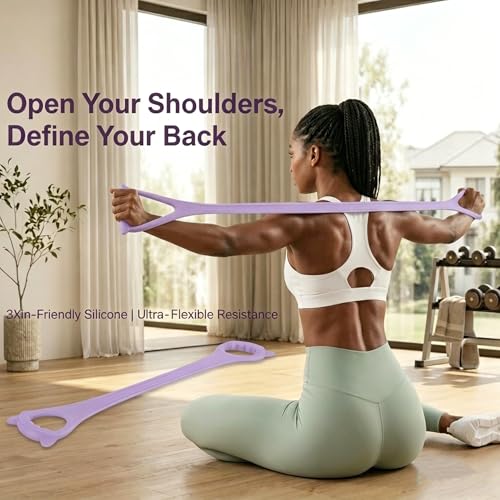 Pilates Kit, Home Pilates Equipment Set with Pilates Ring, Pilates Ball and 5 Resistance Bands, Core Strength Training Workout Kit for Flexibility & Muscle Toning - color: purple