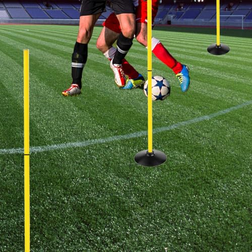 TNZMART Training Agility Poles Set Adjustable Soccer Training Poles Detachable Slalom Poles with Rubber Base - style: Pack of 12