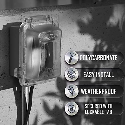 TayMac MM420C 1-Gang Nonmetallic Extra Duty Weatherproof In-Use Horizontal/Vertical 16-in-1 Standard Cover, 2.75 in, Clear | EXTRA DUTY Series Nonmetallic Cover, Horizontal/Vertical, 2.75 in. Deep, NEMA 3R, cULus Listed, Polycarbonate