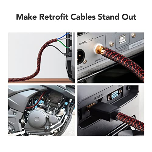 AGPTEK Cable Sleeve, 10ft - 1.2 inch Cable Management Desk Cord Cover Organizer Wire Hider for Home Office Computer TV Wire Loom Tubing Pet Proof Cord Protector from Cat Dog Chewing, BlackRed - color: BlackRed, size: 1.2"-10ft