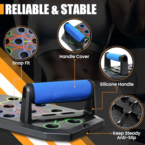 Portable Push Up Board - 20 in 1 Foldable Pushup Board Fitness | Push Up Bar at Home Gym - Strength Training Equipment for Men and Women