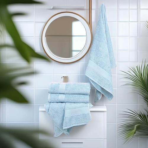 Commercial Bulk Pack of 12 Bath Towels – 100% Cotton Terry 24" x 48" – Ideal for Hotels, Salons, Gyms, Spas & Institutional Use – Sky Blue - color: Sky Blue, size: 24"x48" - PK 12