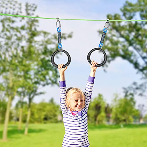 Dolibest 2 Pack of Ninja Gymnastic Rings,Monkey Ring Outdoor Backyard Ninja Accessories Set,Swing Bar Rings Obstacle Course for Training Equipment for Teens,1000LB Capacity - color: 2pack Black Fitness Ring With 11.5"rope