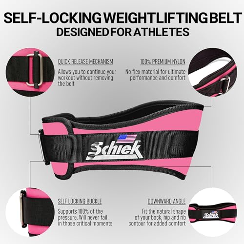 Schiek Sports Model 2004 Nylon 4 3/4" Weight Lifting Belt - Black - color: Pink, size: Small