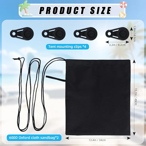 Bylion 2 Pack Beach Shade Accessories- Beach Canopy Wind Assist-600D Sandbags Weight Sun Canopy Assist Kits, Provide Shade in Breezes/No Wind Form Tent-Like Shape(Canopies Excluded) - color: Style 2-Black