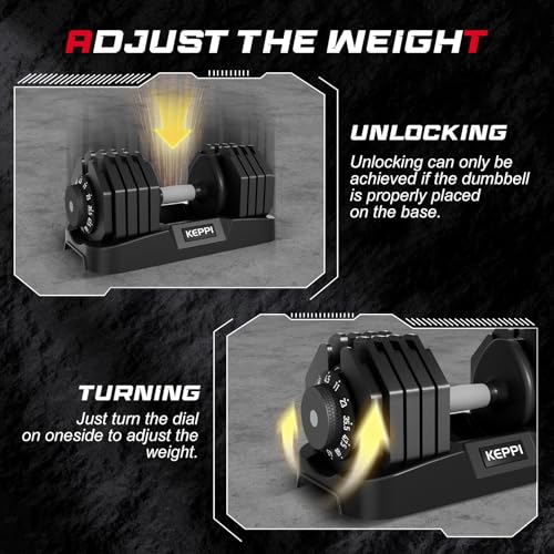 Keppi Adjustable Dumbbells Set-25lb/40lb/55lb/60lb, Anti-Slip Metal Fast Adjust Weight Handle, Exercise & Fitness for Full Body Workout - Adjustable Dumbbell Series - style: 60LB-Pair